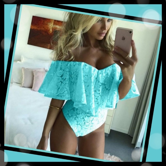 Moon Goddess Boutique Tops - New! Floral Lace Pattern Ruffle Bodysuit Sz Sm